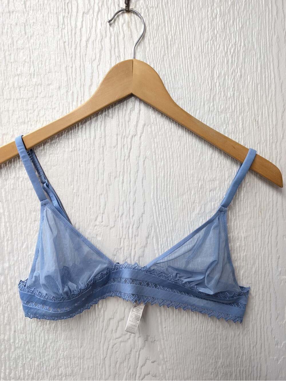 La Perla Blue Triangle Sheer Bralette Bra Size 36B